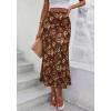 imageBTFBM Satin Skirts for Women Trendy Spring Summer 2026 High Waisted Leopard Print Cocktail Wedding Long Silk Midi SkirtFloral Brown Yellow