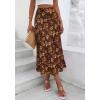 imageBTFBM Satin Skirts for Women Trendy Spring Summer 2026 High Waisted Leopard Print Cocktail Wedding Long Silk Midi SkirtFloral Brown Yellow