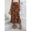 imageBTFBM Satin Skirts for Women Trendy Spring Summer 2026 High Waisted Leopard Print Cocktail Wedding Long Silk Midi SkirtFloral Brown Yellow