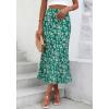 imageBTFBM Satin Skirts for Women Trendy Spring Summer 2026 High Waisted Leopard Print Cocktail Wedding Long Silk Midi SkirtFloral Green White