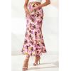 imageBTFBM Satin Skirts for Women Trendy Spring Summer 2026 High Waisted Leopard Print Cocktail Wedding Long Silk Midi SkirtFloral Pink