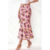 imageBTFBM Satin Skirts for Women Trendy Spring Summer 2026 High Waisted Leopard Print Cocktail Wedding Long Silk Midi SkirtFloral Pink