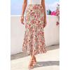 imageBTFBM Satin Skirts for Women Trendy Spring Summer 2026 High Waisted Leopard Print Cocktail Wedding Long Silk Midi SkirtFloral White Red