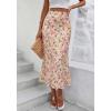 imageBTFBM Satin Skirts for Women Trendy Spring Summer 2026 High Waisted Leopard Print Cocktail Wedding Long Silk Midi SkirtFloral Yellow Pink