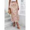 imageBTFBM Satin Skirts for Women Trendy Spring Summer 2026 High Waisted Leopard Print Cocktail Wedding Long Silk Midi SkirtFloral Yellow Pink