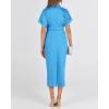imageBTFBM Shirt Dresses for Women Spring Button Short Sleeve Silk Satin Ruched Maxi Summer Dress 2026 Cocktail Party WeddingAqua Blue