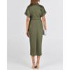 imageBTFBM Shirt Dresses for Women Spring Button Short Sleeve Silk Satin Ruched Maxi Summer Dress 2026 Cocktail Party WeddingArmy Green