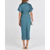 imageBTFBM Shirt Dresses for Women Spring Button Short Sleeve Silk Satin Ruched Maxi Summer Dress 2026 Cocktail Party WeddingBlue Green