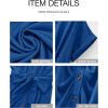 imageBTFBM Shirt Dresses for Women Spring Button Short Sleeve Silk Satin Ruched Maxi Summer Dress 2026 Cocktail Party WeddingBrilliant Blue