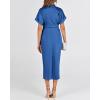 imageBTFBM Shirt Dresses for Women Spring Button Short Sleeve Silk Satin Ruched Maxi Summer Dress 2026 Cocktail Party WeddingBrilliant Blue