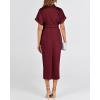 imageBTFBM Shirt Dresses for Women Spring Button Short Sleeve Silk Satin Ruched Maxi Summer Dress 2026 Cocktail Party WeddingDark Wine Red