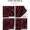 imageBTFBM Shirt Dresses for Women Spring Button Short Sleeve Silk Satin Ruched Maxi Summer Dress 2026 Cocktail Party WeddingDark Wine Red