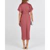 imageBTFBM Shirt Dresses for Women Spring Button Short Sleeve Silk Satin Ruched Maxi Summer Dress 2026 Cocktail Party WeddingDusty Pink
