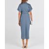 imageBTFBM Shirt Dresses for Women Spring Button Short Sleeve Silk Satin Ruched Maxi Summer Dress 2026 Cocktail Party WeddingGrey Blue