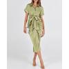 imageBTFBM Shirt Dresses for Women Spring Button Short Sleeve Silk Satin Ruched Maxi Summer Dress 2026 Cocktail Party WeddingLight Green