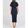 imageBTFBM Shirt Dresses for Women Spring Button Short Sleeve Silk Satin Ruched Maxi Summer Dress 2026 Cocktail Party WeddingNavy