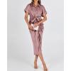 imageBTFBM Shirt Dresses for Women Spring Button Short Sleeve Silk Satin Ruched Maxi Summer Dress 2026 Cocktail Party WeddingPink