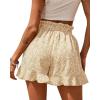 imageBTFBM Shorts for Women Spring Summer 2026 Beach Vacation Clothes Boho Floral Belted Casual Ruffle Short Pants Pocket OutfitsFloral Apricot