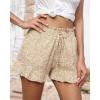 imageBTFBM Shorts for Women Spring Summer 2026 Beach Vacation Clothes Boho Floral Belted Casual Ruffle Short Pants Pocket OutfitsFloral Apricot