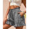 imageBTFBM Shorts for Women Spring Summer 2026 Beach Vacation Clothes Boho Floral Belted Casual Ruffle Short Pants Pocket OutfitsFloral Black