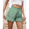 imageBTFBM Shorts for Women Spring Summer 2026 Beach Vacation Clothes Boho Floral Belted Casual Ruffle Short Pants Pocket OutfitsFloral Green