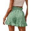 imageBTFBM Shorts for Women Spring Summer 2026 Beach Vacation Clothes Boho Floral Belted Casual Ruffle Short Pants Pocket OutfitsFloral Green