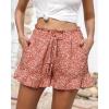 imageBTFBM Shorts for Women Spring Summer 2026 Beach Vacation Clothes Boho Floral Belted Casual Ruffle Short Pants Pocket OutfitsFloral Orange Red