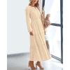 imageBTFBM Spring Dresses for Women 2026 Casual Long Sleeve V Neck Elastic Waist Lightweight Maxi Wedding Guest Dress PocketsApricot