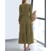imageBTFBM Spring Dresses for Women 2026 Casual Long Sleeve V Neck Elastic Waist Lightweight Maxi Wedding Guest Dress PocketsArmy Green