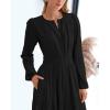 imageBTFBM Spring Dresses for Women 2026 Casual Long Sleeve V Neck Elastic Waist Lightweight Maxi Wedding Guest Dress PocketsBlack