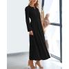 imageBTFBM Spring Dresses for Women 2026 Casual Long Sleeve V Neck Elastic Waist Lightweight Maxi Wedding Guest Dress PocketsBlack