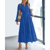 imageBTFBM Spring Dresses for Women 2026 Casual Long Sleeve V Neck Elastic Waist Lightweight Maxi Wedding Guest Dress PocketsBlue