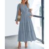 imageBTFBM Spring Dresses for Women 2026 Casual Long Sleeve V Neck Elastic Waist Lightweight Maxi Wedding Guest Dress PocketsBlue Grey