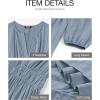 imageBTFBM Spring Dresses for Women 2026 Casual Long Sleeve V Neck Elastic Waist Lightweight Maxi Wedding Guest Dress PocketsBlue Grey