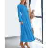 imageBTFBM Spring Dresses for Women 2026 Casual Long Sleeve V Neck Elastic Waist Lightweight Maxi Wedding Guest Dress PocketsBrilliant Blue
