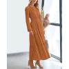 imageBTFBM Spring Dresses for Women 2026 Casual Long Sleeve V Neck Elastic Waist Lightweight Maxi Wedding Guest Dress PocketsBrown Orange