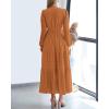 imageBTFBM Spring Dresses for Women 2026 Casual Long Sleeve V Neck Elastic Waist Lightweight Maxi Wedding Guest Dress PocketsBrown Orange