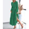 imageBTFBM Spring Dresses for Women 2026 Casual Long Sleeve V Neck Elastic Waist Lightweight Maxi Wedding Guest Dress PocketsDark Green
