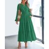 imageBTFBM Spring Dresses for Women 2026 Casual Long Sleeve V Neck Elastic Waist Lightweight Maxi Wedding Guest Dress PocketsDark Green