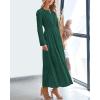 imageBTFBM Spring Dresses for Women 2026 Casual Long Sleeve V Neck Elastic Waist Lightweight Maxi Wedding Guest Dress PocketsHunter Green