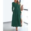 imageBTFBM Spring Dresses for Women 2026 Casual Long Sleeve V Neck Elastic Waist Lightweight Maxi Wedding Guest Dress PocketsHunter Green