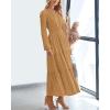 imageBTFBM Spring Dresses for Women 2026 Casual Long Sleeve V Neck Elastic Waist Lightweight Maxi Wedding Guest Dress PocketsKhaki