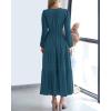 imageBTFBM Spring Dresses for Women 2026 Casual Long Sleeve V Neck Elastic Waist Lightweight Maxi Wedding Guest Dress PocketsLake Blue