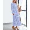 imageBTFBM Spring Dresses for Women 2026 Casual Long Sleeve V Neck Elastic Waist Lightweight Maxi Wedding Guest Dress PocketsLight Blue