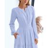 imageBTFBM Spring Dresses for Women 2026 Casual Long Sleeve V Neck Elastic Waist Lightweight Maxi Wedding Guest Dress PocketsLight Blue