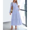 imageBTFBM Spring Dresses for Women 2026 Casual Long Sleeve V Neck Elastic Waist Lightweight Maxi Wedding Guest Dress PocketsLight Blue