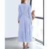 imageBTFBM Spring Dresses for Women 2026 Casual Long Sleeve V Neck Elastic Waist Lightweight Maxi Wedding Guest Dress PocketsLight Blue