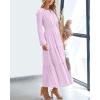 imageBTFBM Spring Dresses for Women 2026 Casual Long Sleeve V Neck Elastic Waist Lightweight Maxi Wedding Guest Dress PocketsLight Pink Purple