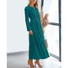 imageBTFBM Spring Dresses for Women 2026 Casual Long Sleeve V Neck Elastic Waist Lightweight Maxi Wedding Guest Dress PocketsMalachite Green