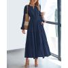 imageBTFBM Spring Dresses for Women 2026 Casual Long Sleeve V Neck Elastic Waist Lightweight Maxi Wedding Guest Dress PocketsNavy
